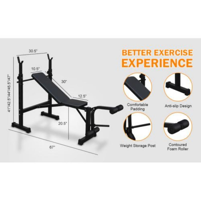 Olympic Weight Bench with Squat Rack for Home Gym