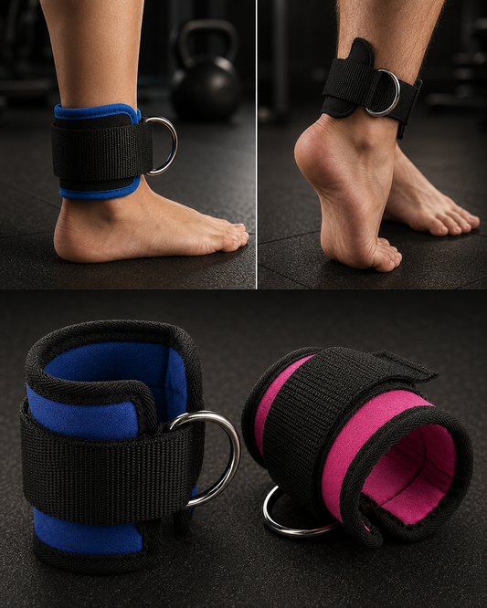 Adjustable D-Ring Ankle Straps for Cable Training