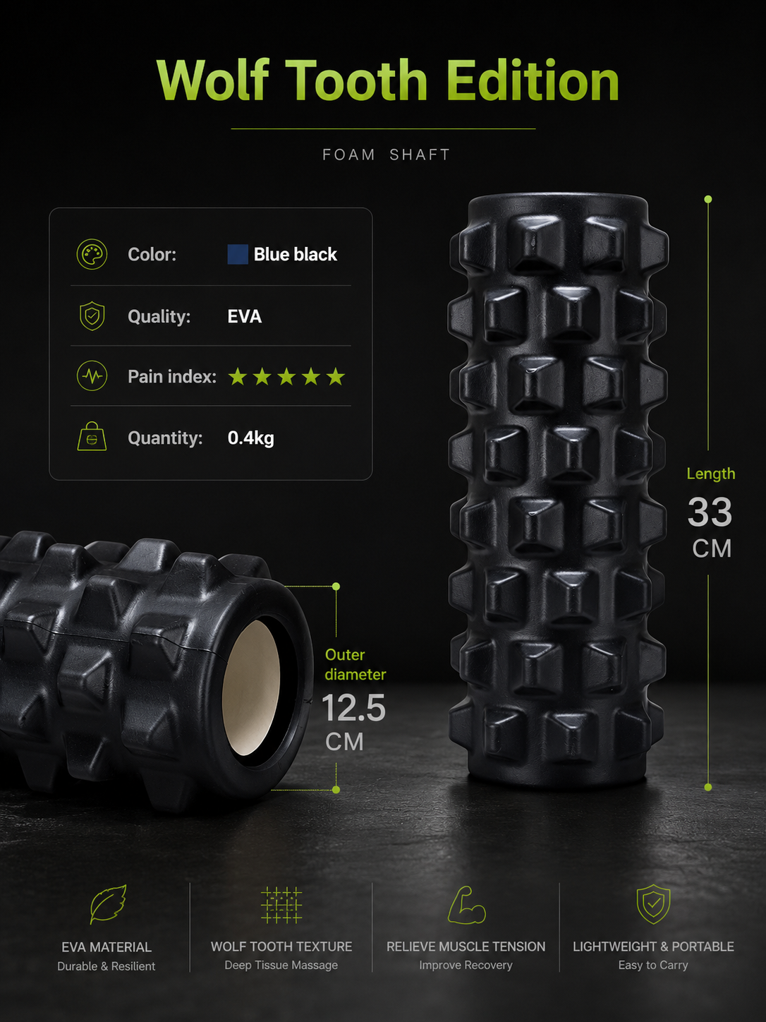 Geared Foam Roller Massage Stick for Muscle Recovery