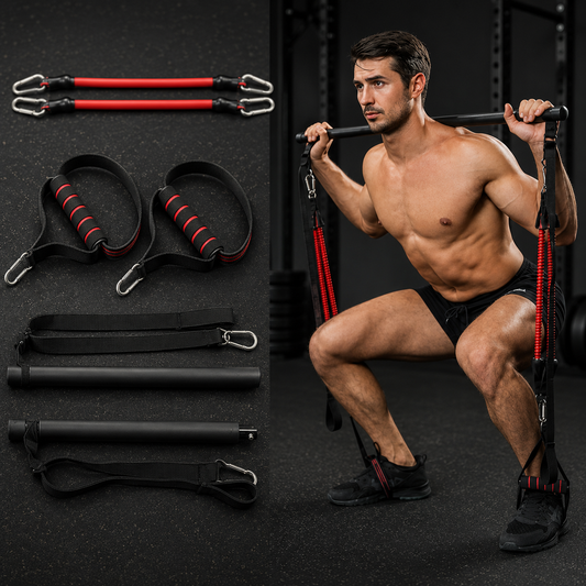 Pilates Bar Kit with Resistance Bands for Full-Body Toning